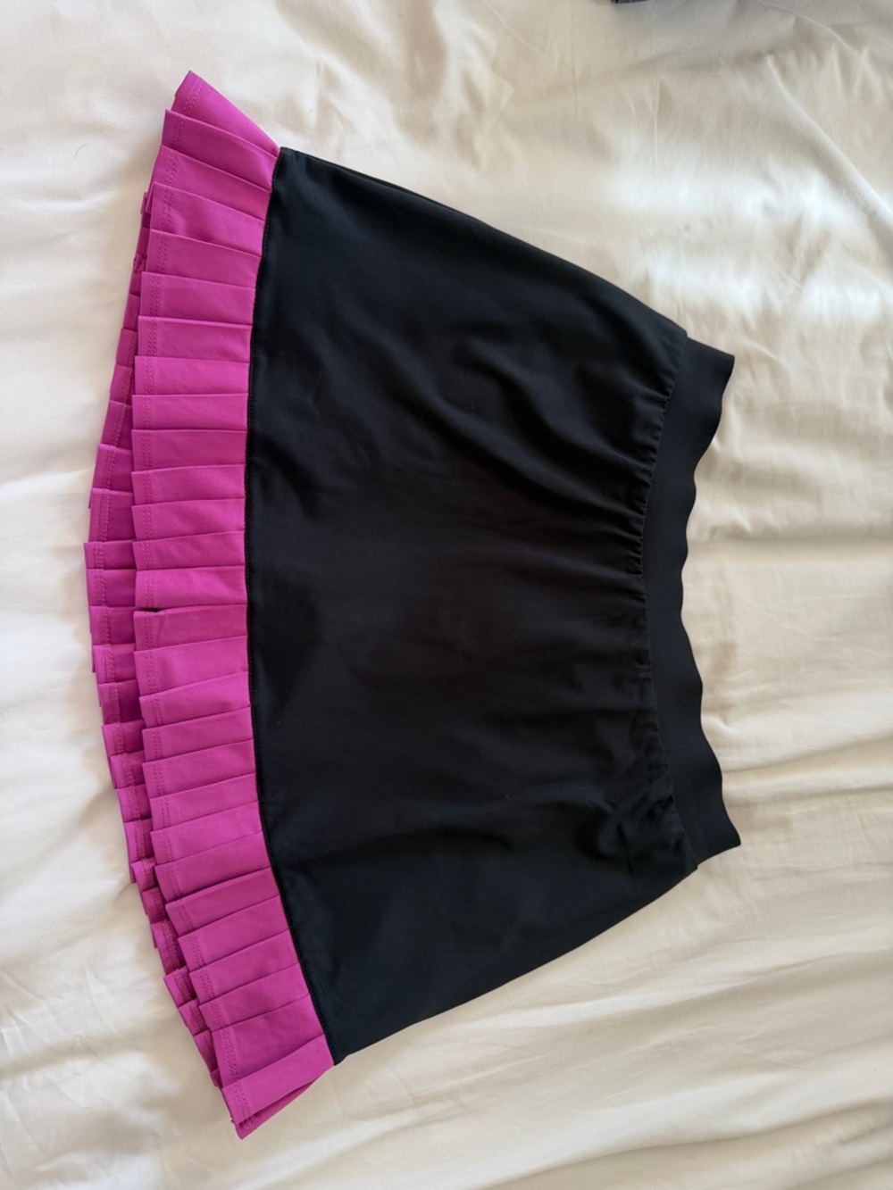 Athletic Black Skirt with Pink Pleated Trim